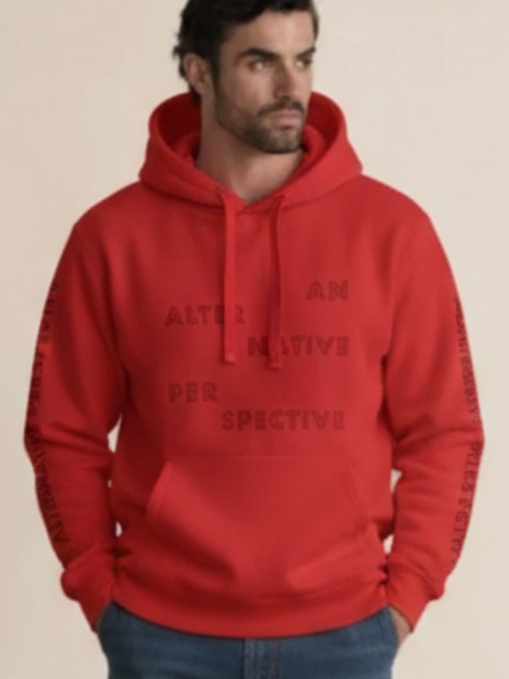 H&M An Alternative Perspective Red Heavyweight Loose Fit Hoodie L